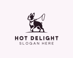 Boston Terrier Dog Leash logo design