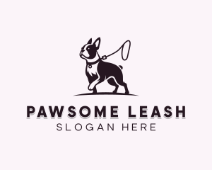 Boston Terrier Dog Leash logo design