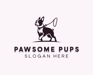 Boston Terrier Dog Leash logo design