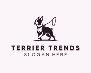 Boston Terrier Dog Leash logo design