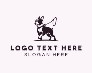 Canine - Boston Terrier Dog Leash logo design