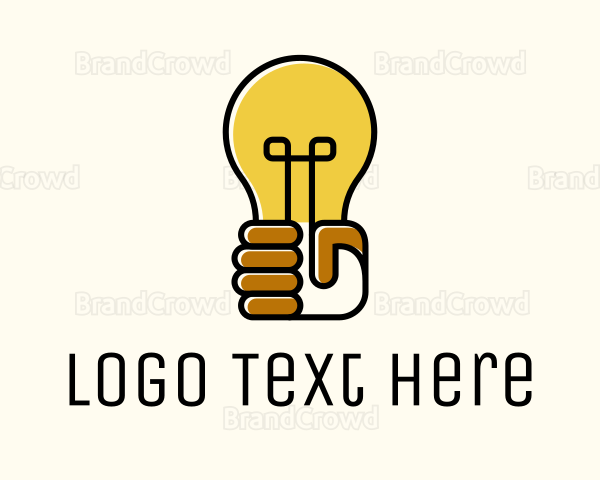 Lightbulb Hand Idea Logo