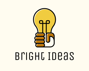 Led - Lightbulb Hand Idea logo design