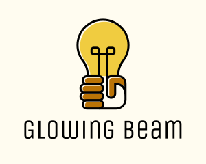 Fluorescent - Lightbulb Hand Idea logo design