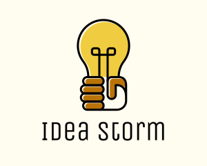 Lightbulb Hand Idea logo design