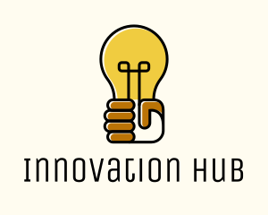 Incubator - Lightbulb Hand Idea logo design