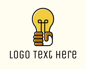 Tutorial Center - Lightbulb Hand Idea logo design