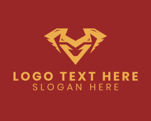 Strength - Golden Animal Horns Letter V logo design