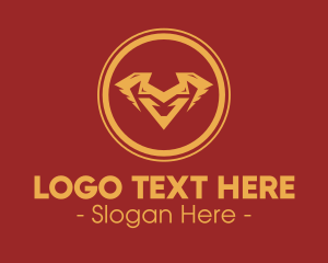 Bullfighting - Golden Animal Horns Letter V logo design
