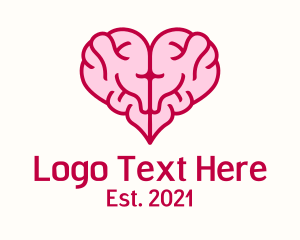 Smart - Pink Brain Heart logo design