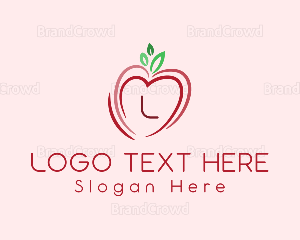 Heart Apple Fruit Logo