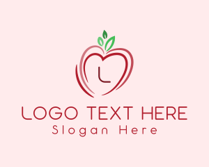 Vegetarian - Heart Apple Fruit logo design