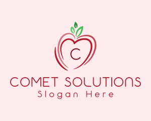 Heart Apple Fruit logo design