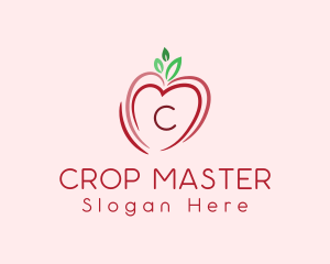 Heart Apple Fruit logo design