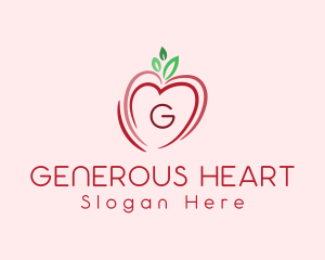 Heart Apple Fruit logo design