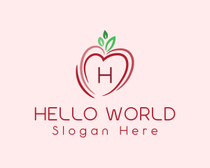 Heart Apple Fruit logo design