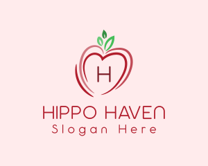 Heart Apple Fruit logo design