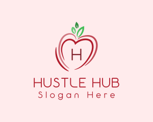 Heart Apple Fruit logo design