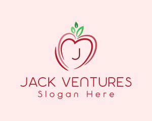 Heart Apple Fruit logo design