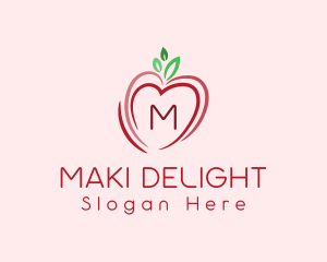 Heart Apple Fruit logo design