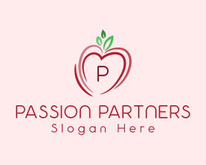 Heart Apple Fruit logo design