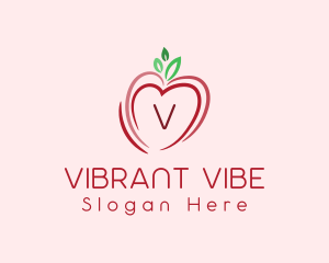 Heart Apple Fruit logo design