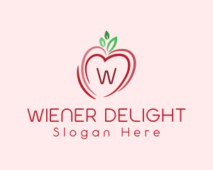 Heart Apple Fruit logo design