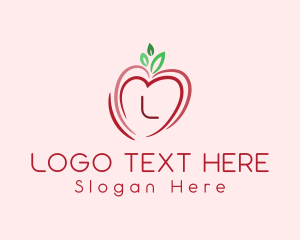 Apple - Heart Apple Fruit logo design