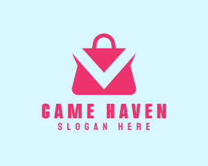 Online Shopping - Shopping Bag App Letter V logo design