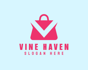 Shopping Bag App Letter V logo design