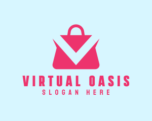 Shopping Bag App Letter V logo design