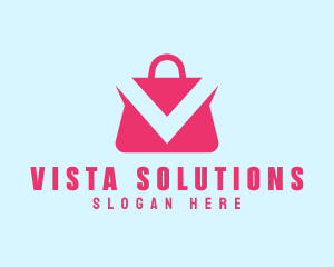 Shopping Bag App Letter V logo design