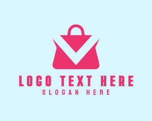 Pink - Shopping Bag App Letter V logo design
