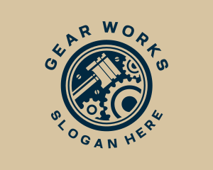 Piston Gear Engine Motor logo design