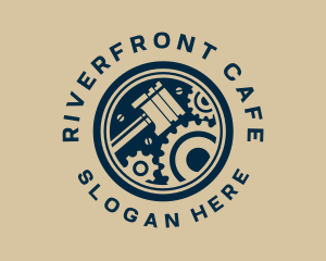 Piston Gear Engine Motor logo design