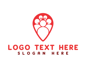 Location Pin - Red Group Meeting logo design