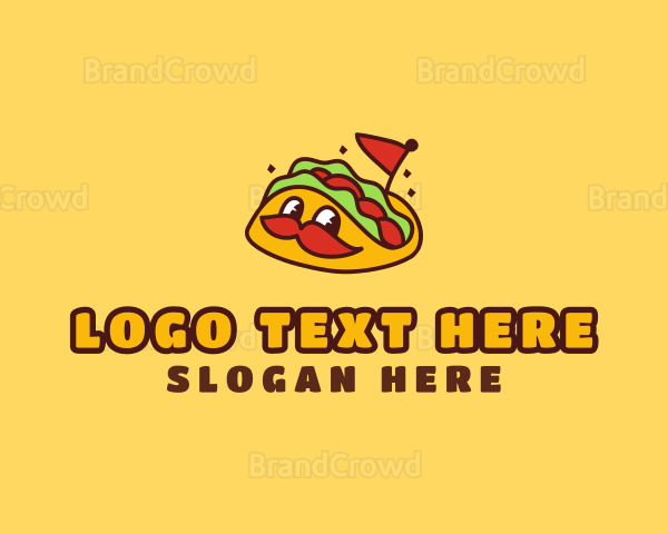 Cute Mustache Taco Logo