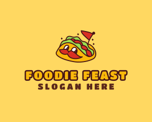 Cute Mustache Taco logo design