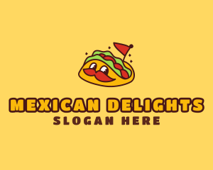 Cute Mustache Taco logo design