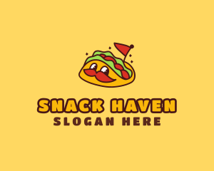 Cute Mustache Taco logo design