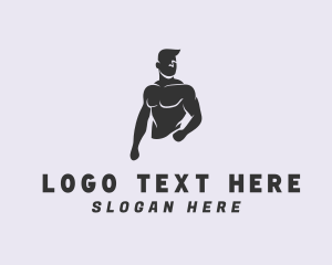 Healthy Lifestyle - Male Fitness Bodybuilder logo design