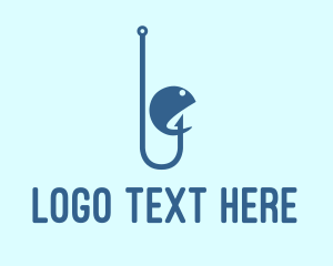 Fish - Blue Fish Hook logo design