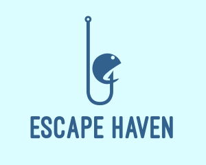 Escape - Blue Fish Hook logo design