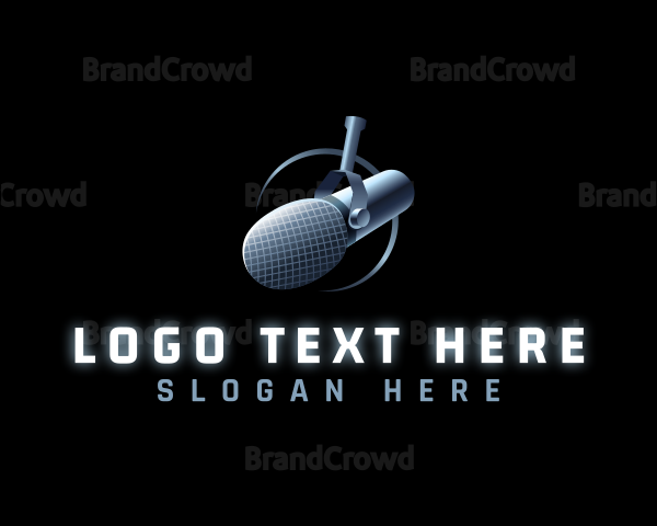 Podcast Broadcast Microphone Logo