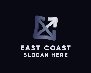 East - Northeast Arrow Cross Box logo design