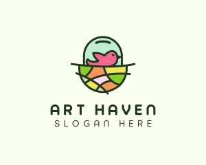 Colorful Bird Nest  logo design