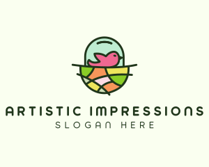 Colorful Bird Nest  logo design