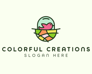 Colorful Bird Nest  logo design