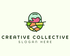 Colorful Bird Nest  logo design