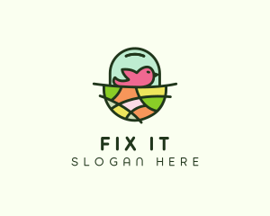 Colorful Bird Nest  logo design